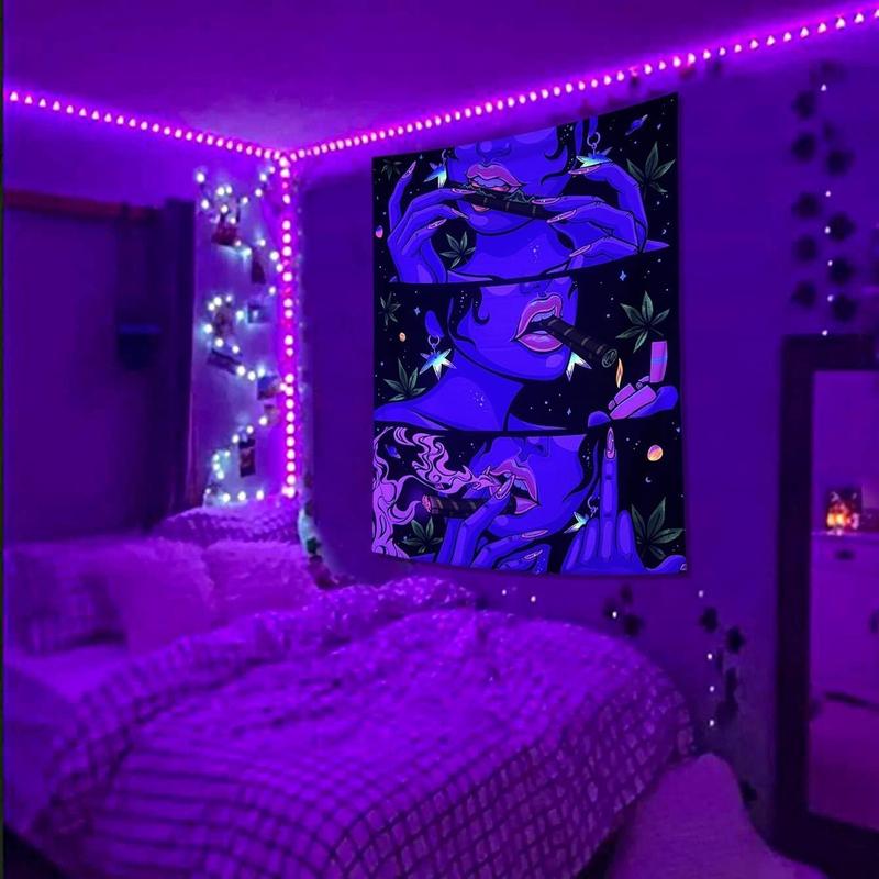 Trippy Cool Blacklight UV Tapestry Decor Backdrop Wall Hanging