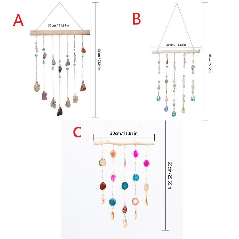 Artificial Crystal Stone Hanging Decor, 1 Count Garden Courtyard Window Sun Catcher, Wall Hanging Decoration for Home Living Room Bedroom Kitchen