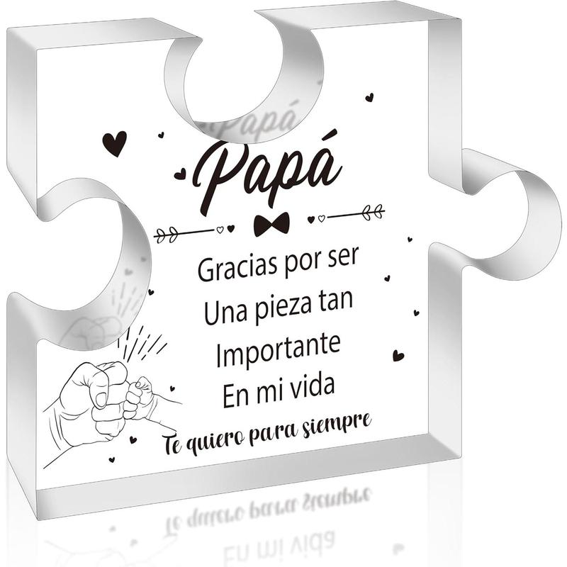 Spanish Dad Birthday Gifts - Regalos para Papa Puzzle  Plaque for Office Desk Decor Keepsake Paperweights Gifts for Dad in Spanish Christmas Father's Day Gifts for Dad from Daughter Son