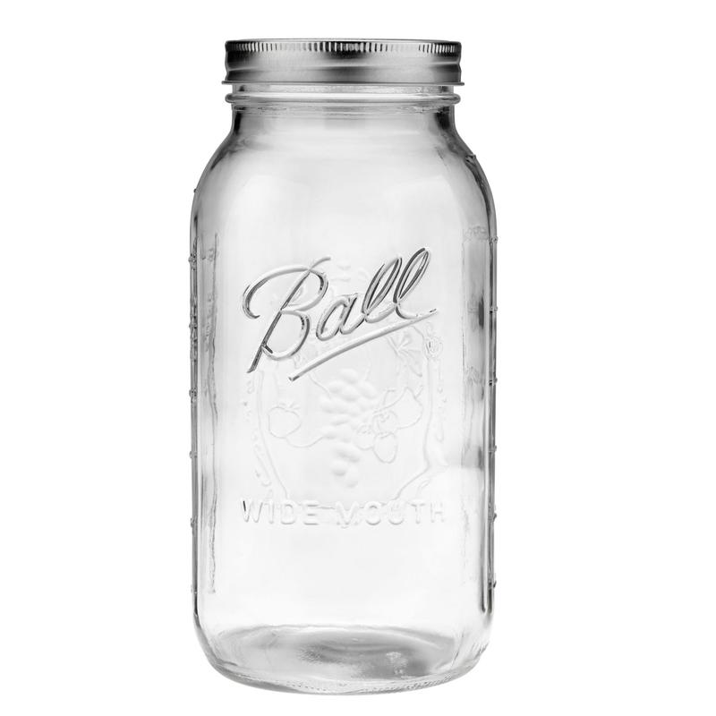 Ball Glass Mason Jar W Lid & Band, Wide Mouth, 64 Ounces, 6 Count