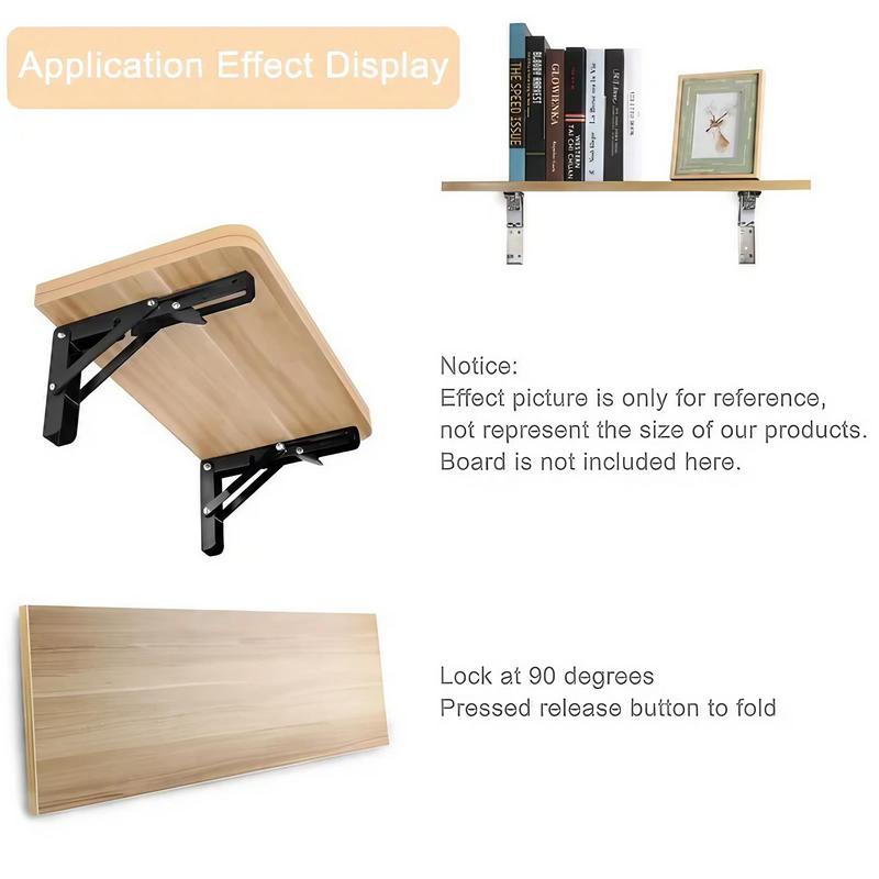 Foldable L-shaped Bracket, Thickened Bracket with Accessories, Space Saving Bracket for Wall Folding Table, Folding Chair, Home Storage Decoration