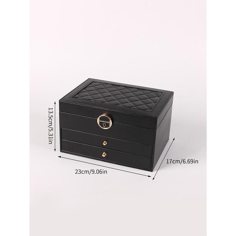 3-layer Jewelry Box With Lock, Jewelry Organizer For Necklaces, Rings, Earrings Display