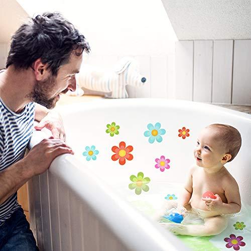 20 Pieces Non Slip Bathtub Stickers Non Slip Shower Sticker Adhesive Decals with Bright Colors, Daisy Bath Tread and Anti Slip Appliques for Bathtub and Other Slippery Surfaces