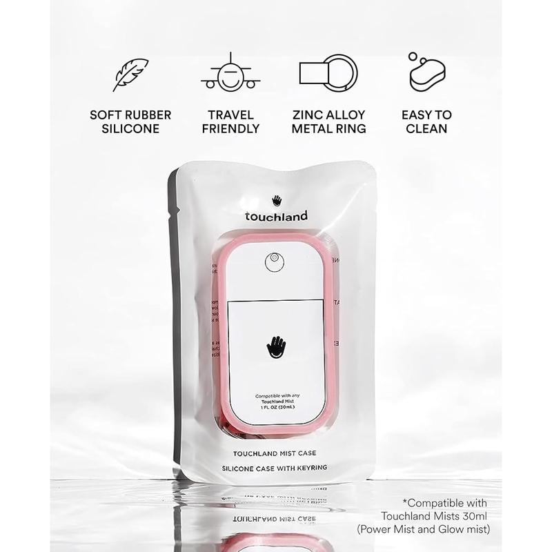 Touchland Mist Case for Power Mist and Glow Mist (1FL OZ), Protective and Stylish Hand Sanitizer Spray Accessory, Silicone Case with Keyring, Bubblegum Pink World Wide Beauty