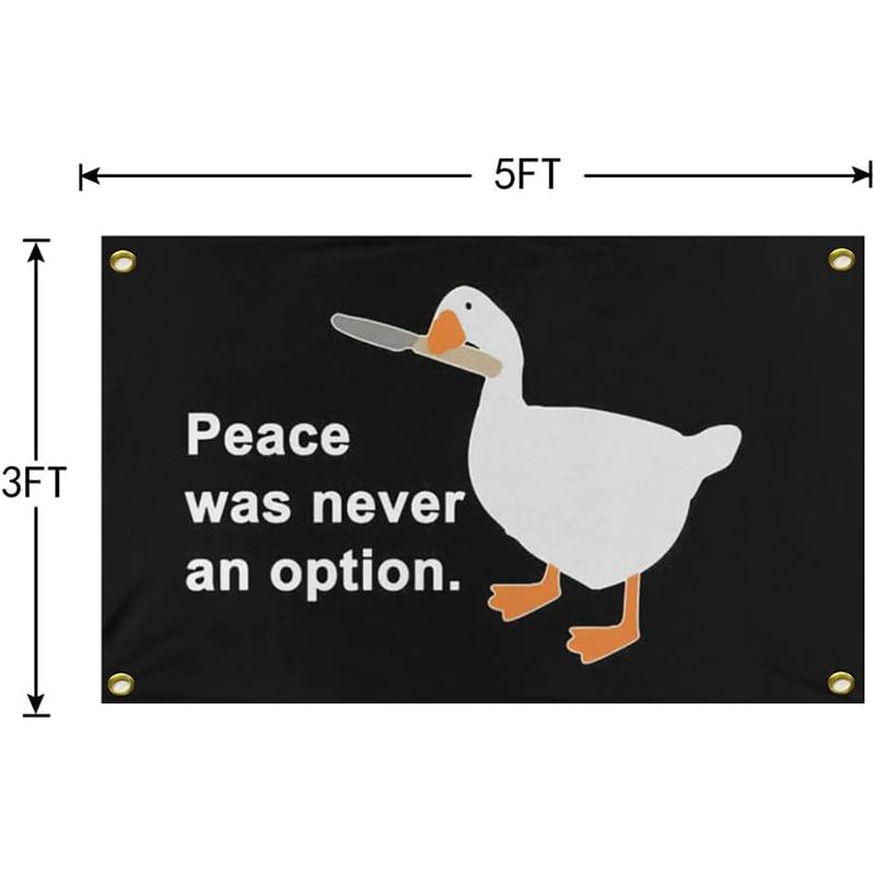 Peace Was Never An Option 3x5Ft Tapestry Funny Goose Flag for Bedroom Man Cave Wall Decor Banner with 4 Brass Grommets