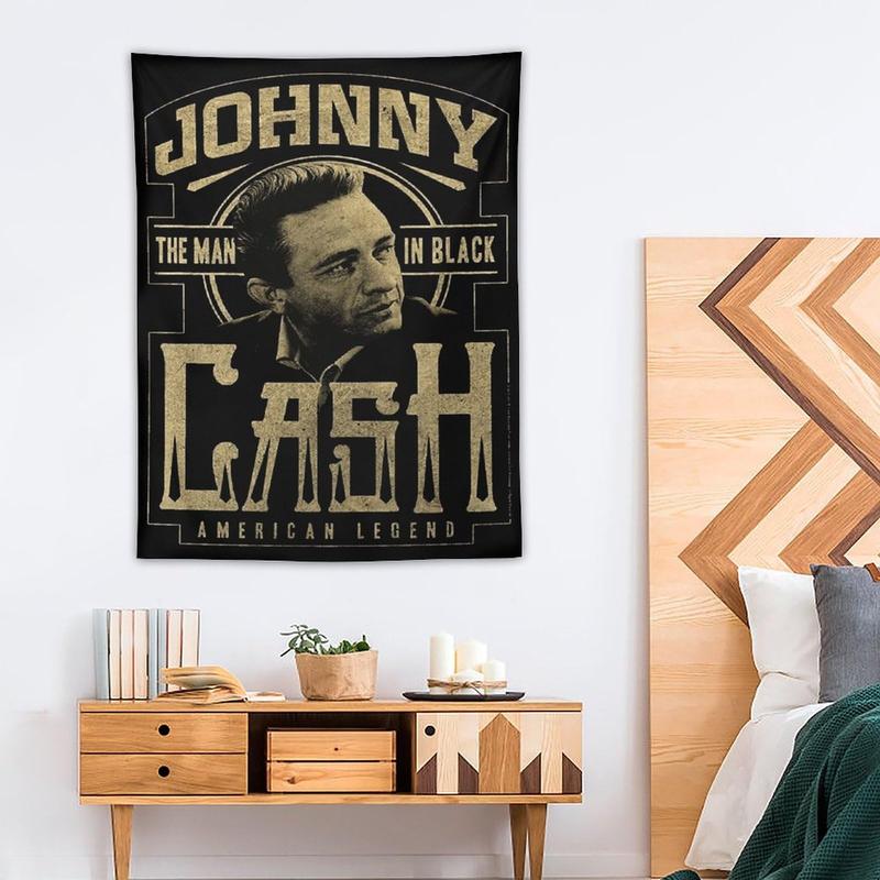 Johnny Cash country music cash tapestry, aesthetic poster, fun fashion wall hanging, flag decoration for living room bedroom dorm wall Colorful Decorative Gift