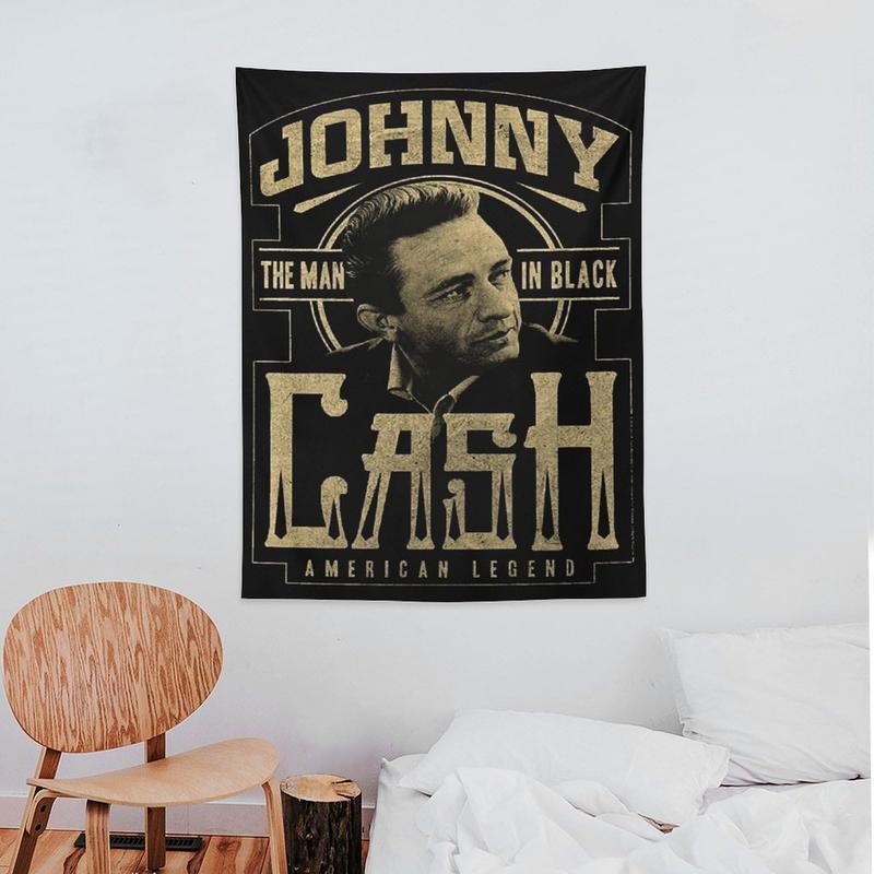 Johnny Cash country music cash tapestry, aesthetic poster, fun fashion wall hanging, flag decoration for living room bedroom dorm wall Colorful Decorative Gift