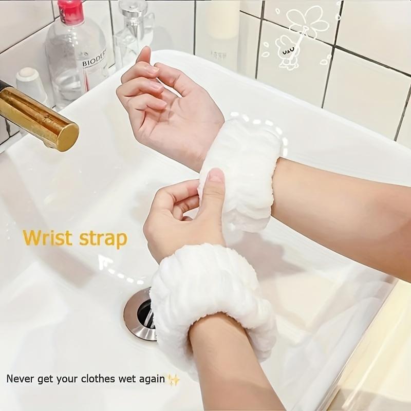 Face Washing Wristband, 2pcs Soft Absorbent Wristband, Sweat Absorbing Wiping Wristband, Bathroom Gadgets Supplies