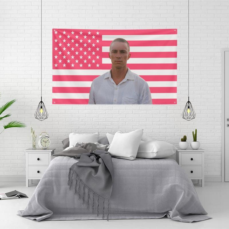 Rafe Cameron, Drew Starkey Photo Pink USA America Flag 3X5 Ft Personalized Flags Design Flag Tapestry Poster Dorm Room, Living Room, Bedroom Banner Flag, Home Decor Flag Halloween Print