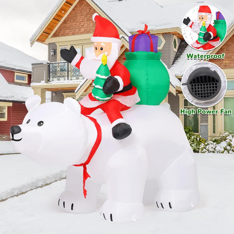 GOOSH 6 FT Christmas Inflatables Santa Clause Riding Bear with Shaking Head Outdoor Decorations Blow Up Yard Decor with LED Lights for Xmas Holiday Party Indoor Garden Lawn Décor