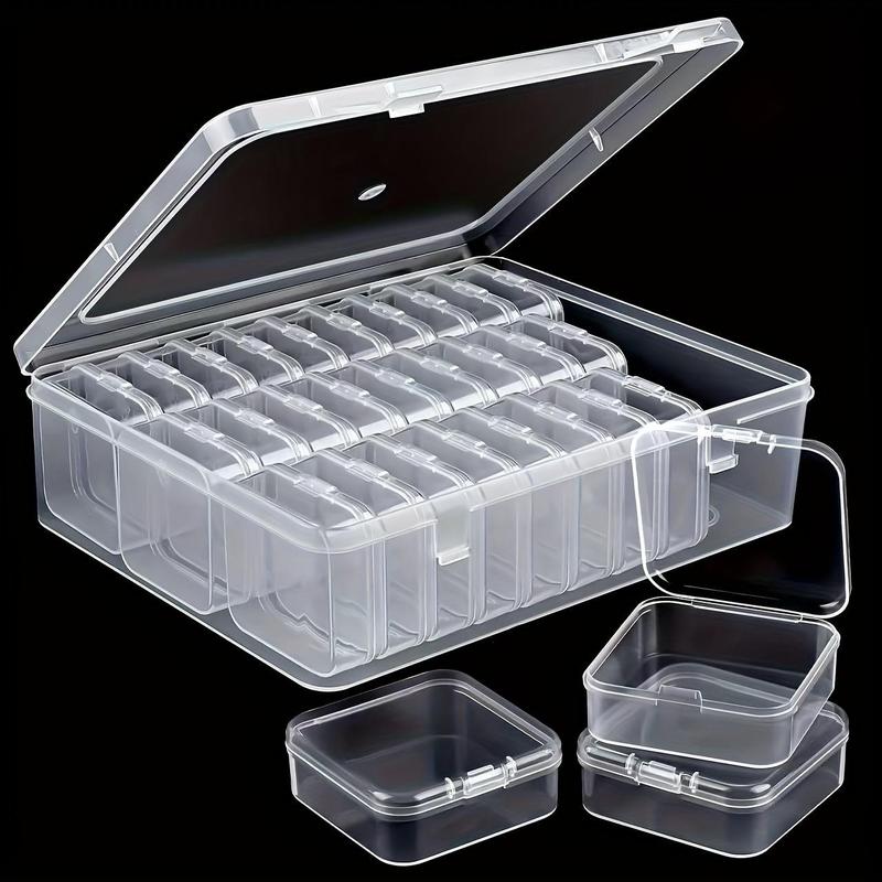 Multifunctional Clear Storage Box Set, Portable Tool Storage Box Set with Lid, Including 1 Large Storage Box & 30 Small Box for Tool, Jewelry