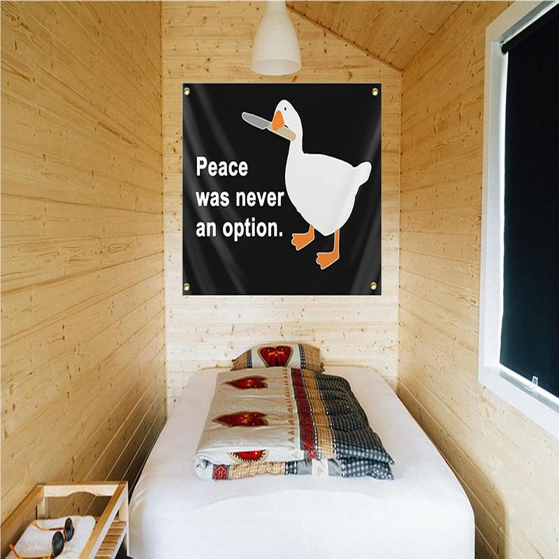 Peace Was Never An Option 3x5Ft Tapestry Funny Goose Flag for Bedroom Man Cave Wall Decor Banner with 4 Brass Grommets