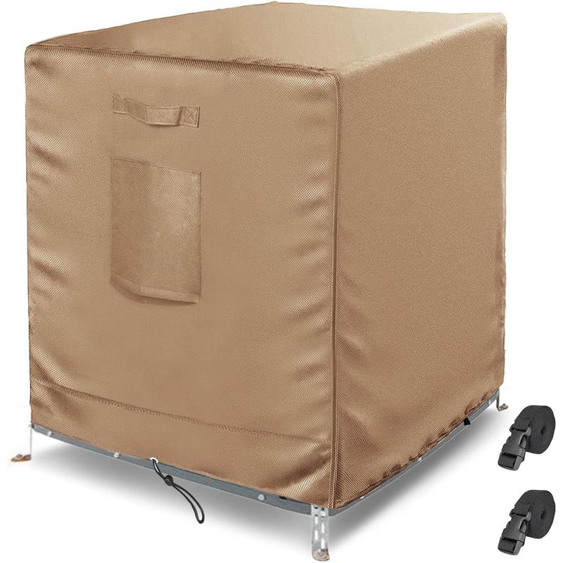 Air Conditioner Cover for Outside Units, AC Covers for Outside Winter with 2 Straps,  Windproof Heavy Duty Cover Fit Up to 36x36x39 inchs (Brown)