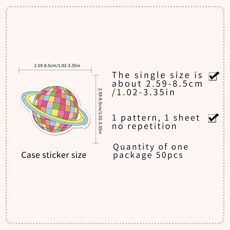 Disco Ball Pattern Sticker, 50pcs set Creative Cartoon Sticker, DIY Decorative Sticker for Phone Case, Skateboard, Refrigerator, Water Bottle