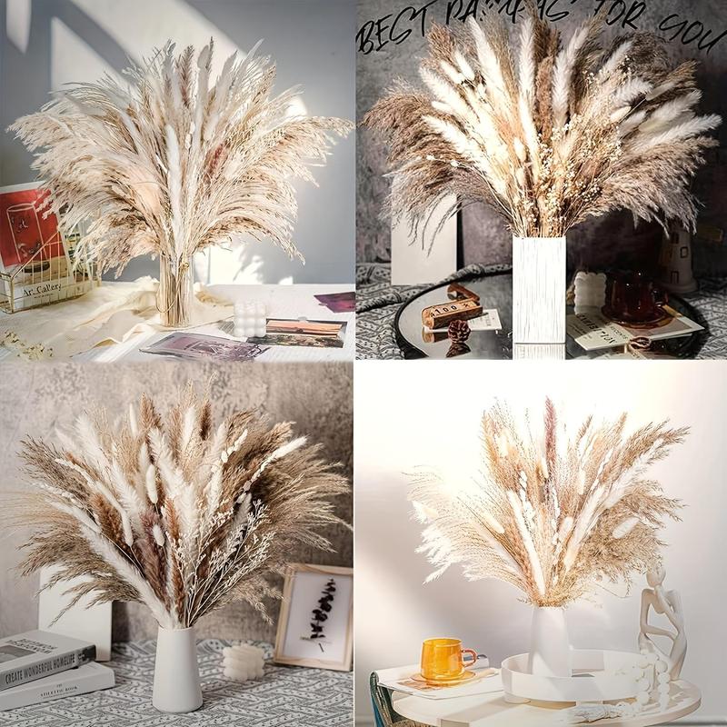 Artificial Pampas Grass Bouquet, 80pcs set Boho Style Dried Pampas Grass, Home Decor Supplies for Living Room, Bedroom, Bathroom, Wedding, Festivities, Baby Shower, Holiday