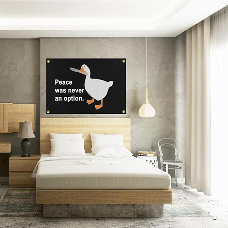 Peace Was Never An Option 3x5Ft Tapestry Funny Goose Flag for Bedroom Man Cave Wall Decor Banner with 4 Brass Grommets