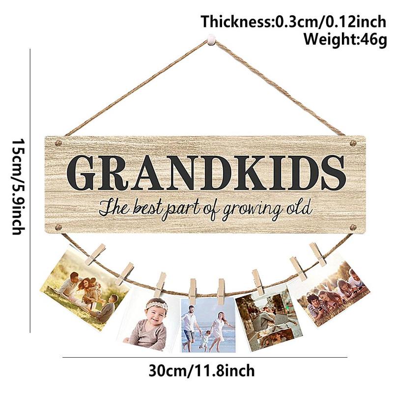 Wooden Hanging Sign Kid Photo Clip, 1 Set Creative Wooden Sign, Photo Clip Home Decor for Living Room Bedroom Hanging Sign Decoration