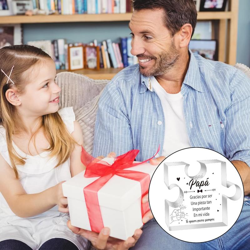 Spanish Dad Birthday Gifts - Regalos para Papa Puzzle  Plaque for Office Desk Decor Keepsake Paperweights Gifts for Dad in Spanish Christmas Father's Day Gifts for Dad from Daughter Son