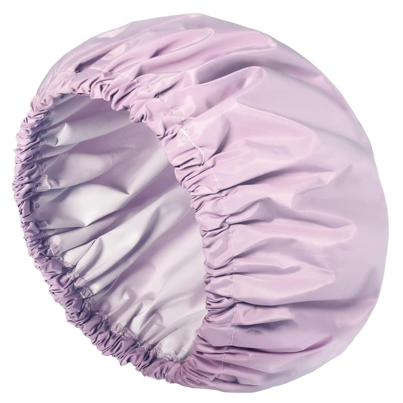 Reusable Shower Cap for Women, Waterproof Layer Hair Cap, Large Size for All Hair Lengths, Spa Home Salon Use - Purple