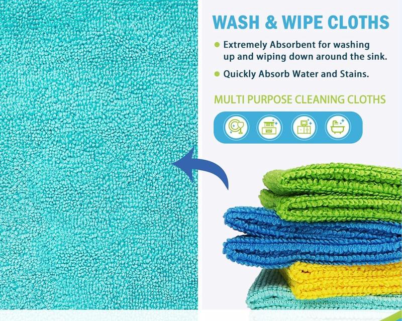 8-Pack Microfiber Cleaning Cloths - Versatile Absorbent Towels for Home, Kitchen, Car, and Windows - Soft, Lint-Free Dusting Rags (12 in. x 12 in.)