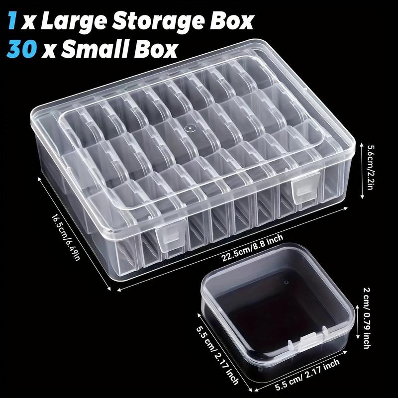 Multifunctional Clear Storage Box Set, Portable Tool Storage Box Set with Lid, Including 1 Large Storage Box & 30 Small Box for Tool, Jewelry