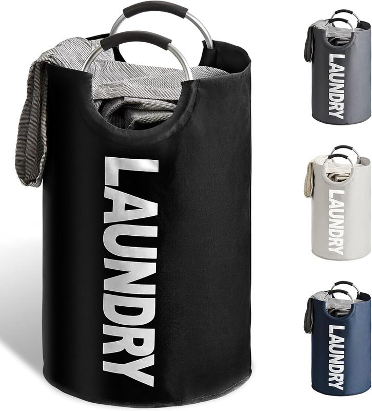 100L Large Laundry Hampers with Handles, Collapsible Tall Clothes Baskets, Washing Bag for Bathroom