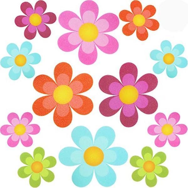 20 Pieces Non Slip Bathtub Stickers Non Slip Shower Sticker Adhesive Decals with Bright Colors, Daisy Bath Tread and Anti Slip Appliques for Bathtub and Other Slippery Surfaces