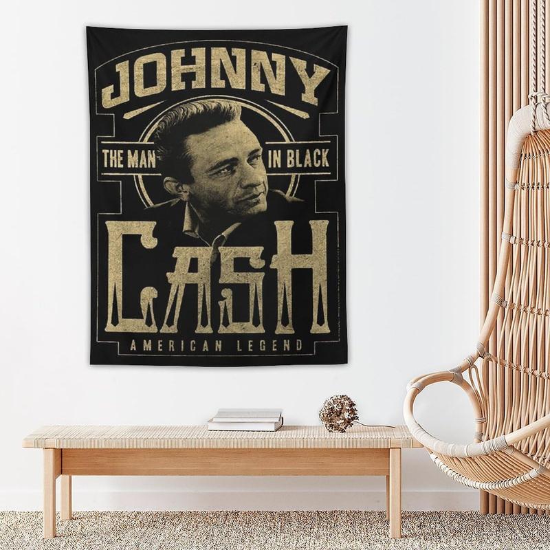 Johnny Cash country music cash tapestry, aesthetic poster, fun fashion wall hanging, flag decoration for living room bedroom dorm wall Colorful Decorative Gift