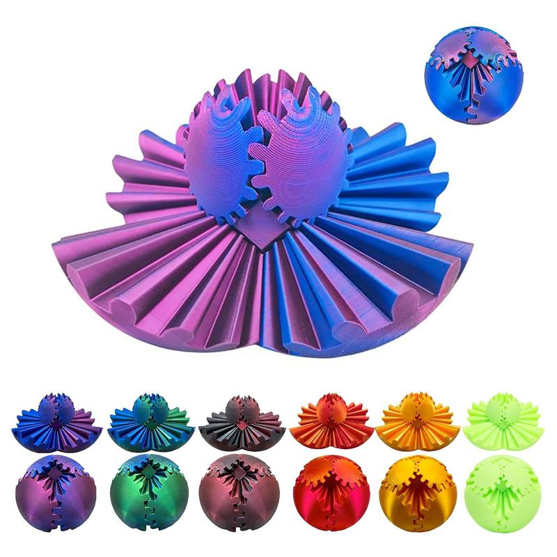 3D Gear Rotating Ball, 1 Count Creative Colorful Gradient Gear Desktop Statue, Office Model, Christmas Gift Decor Ornaments