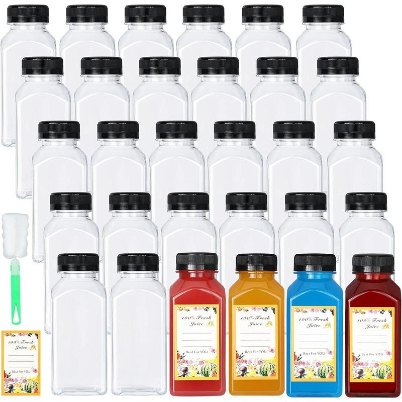 30 Pack 8oz Empty Plastic Bottles with Leak-Proof Caps Food Grade Recyclable Bulk Beverage Containers Clear Bottles for Homemade Juice, Smoothie, Milk and Drinks