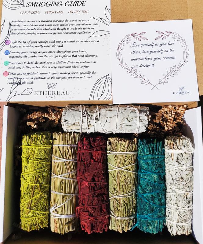 7 Pack Sage Sticks Smudge Kit 4'' Long, Natural Herbs Incense Bundles 7 In 1 Gift Box For Healing, Energy Cleansing, Yoga, Meditation