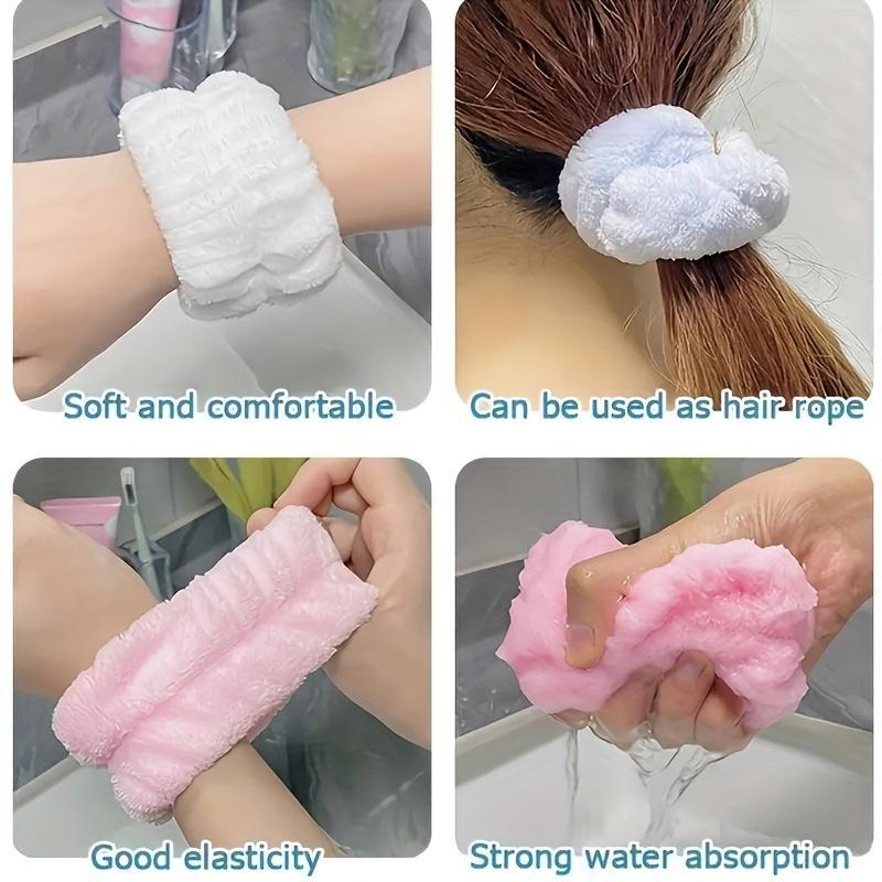 Face Washing Wristband, 2pcs Soft Absorbent Wristband, Sweat Absorbing Wiping Wristband, Bathroom Gadgets Supplies