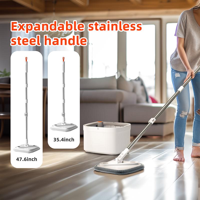 Spin Mop and Bucket Set with Microfiber Replaceable Mop Pads, Self Separation Dirty and Clean Water System for Hardwood Tile Marble Floors