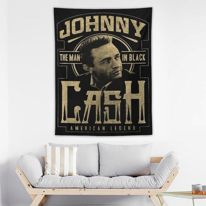 Johnny Cash country music cash tapestry, aesthetic poster, fun fashion wall hanging, flag decoration for living room bedroom dorm wall Colorful Decorative Gift