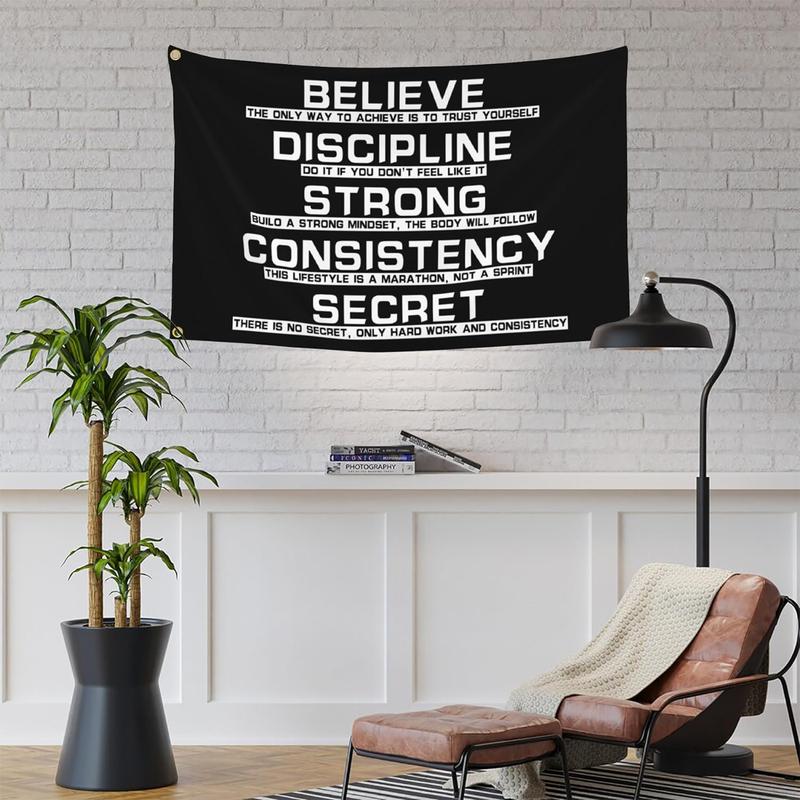 Discipline Flag 3x5 Ft Motivational Flags for Room Guys Home Gym Funny Inspirational Flags for College Dorm Office Bedroom Meme Flag Man Cave Wall Art Decor Banner Gifts