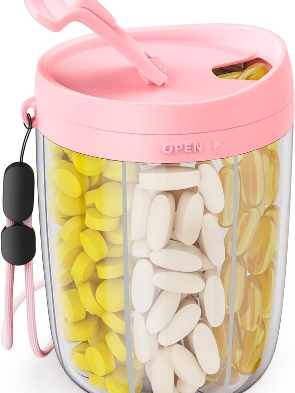 Large Pill Bottle Organizer - Travel-Friendly Vitamin Dispenser with 20 Writable Labels