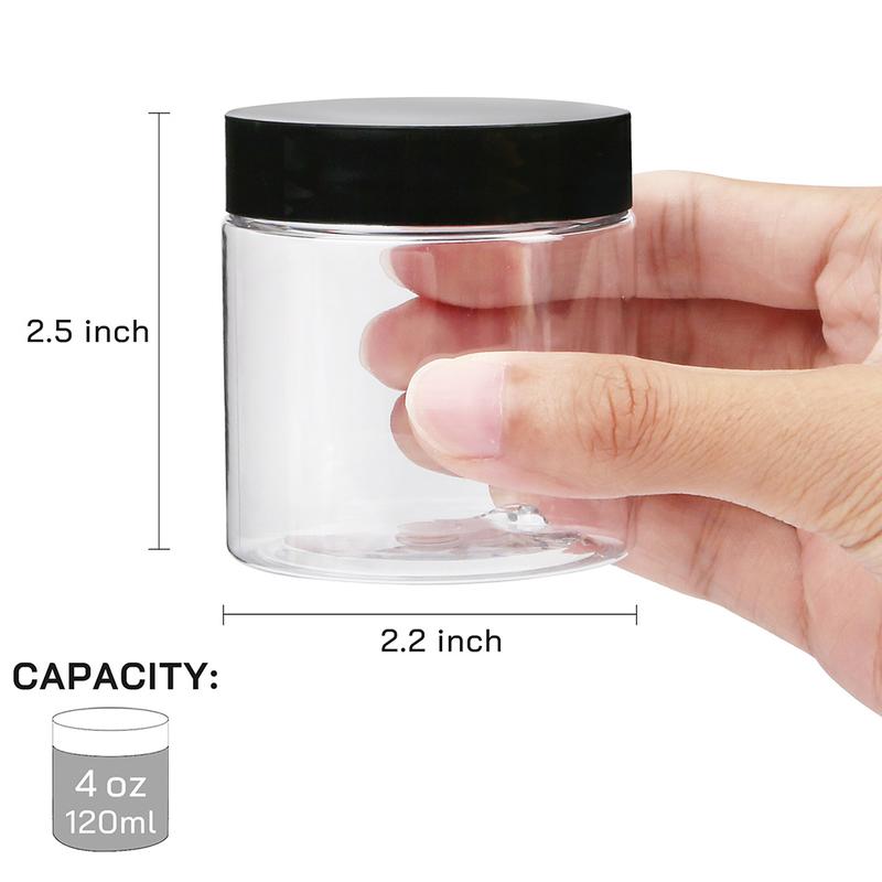 12 Pack 4 OZ Plastic Jars Round Clear Cosmetic Container with Lids Empty Small Sample Jar Travel Storage Bottles Tin