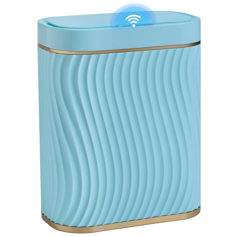 Bathroom Small Trash Can with Automatic Touchless Lid, 2.6 Gallon Smart Garbage Can Narrow Waterproof Trash Bin for Bedroom, Office, Living Room