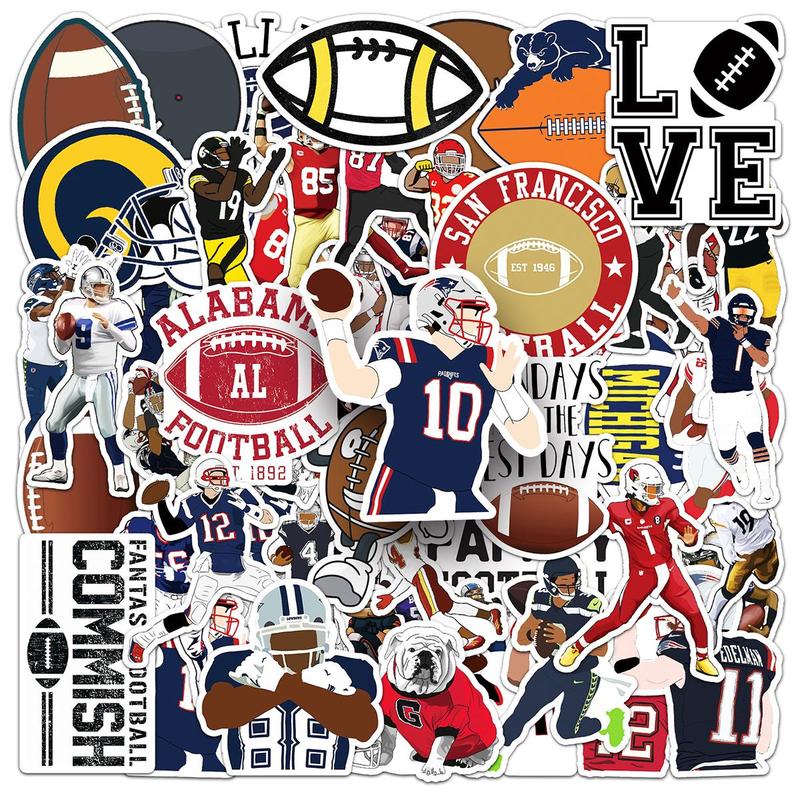 Football Sports Themed Sticker, 50pcs set Waterproof Self Adhesive Decor Paper, Decor Sticker for Gift Greeting Card Water Bottle Laptop Phone