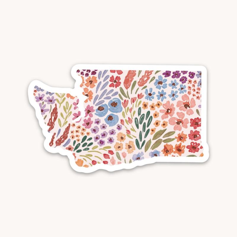 Floral State Waterproof Vinyl Sticker, 3x3 in.