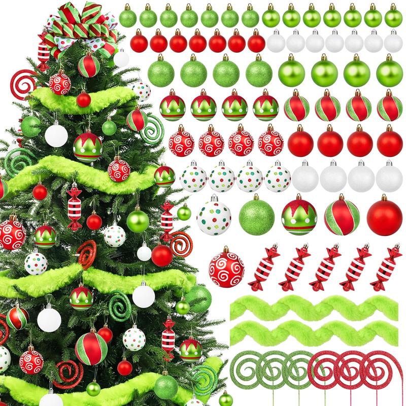 92 Pieces Christmas Ball Ornaments, Christmas Tree Decorations Set, Party Holiday Home Decor Gifts