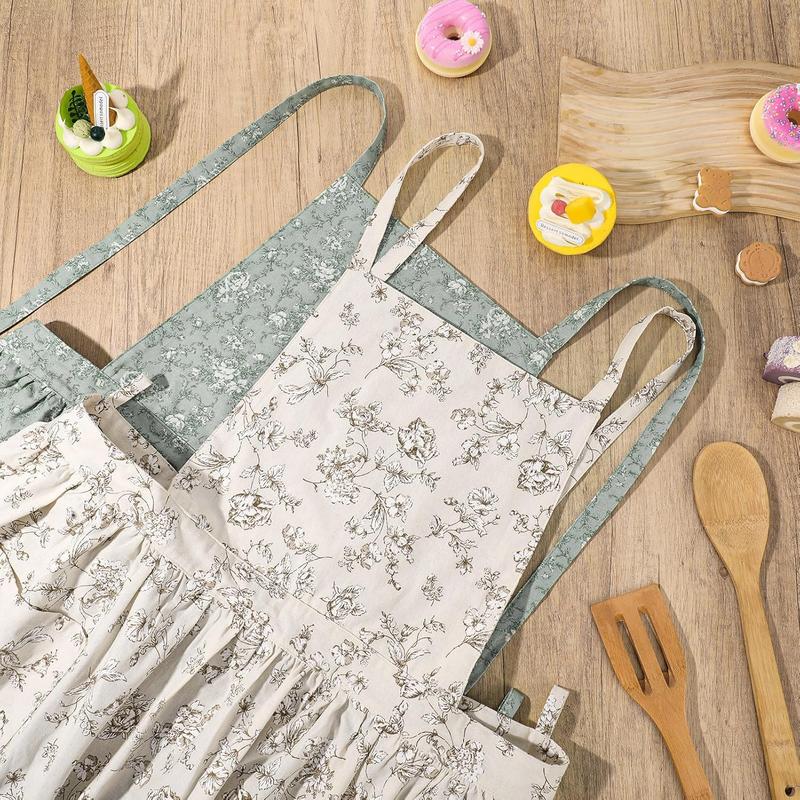 Floral Aprons for Women, Cute Printed Pinafore Apron Dress, Cross Back Apron with Pockets, Aprons Gifts