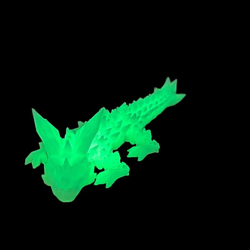 Articulated miniature crystal dragon 3dprinted glow in the dark