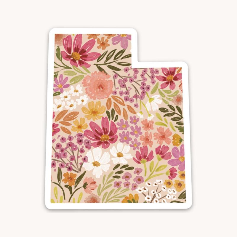 Floral State Waterproof Vinyl Sticker, 3x3 in.