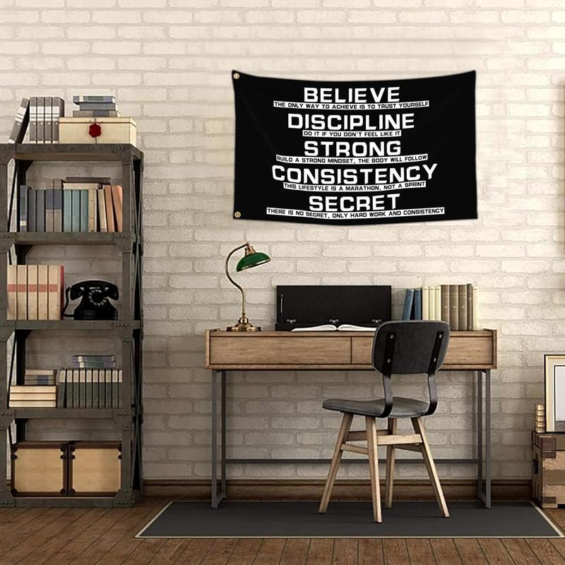 Discipline Flag 3x5 Ft Motivational Flags for Room Guys Home Gym Funny Inspirational Flags for College Dorm Office Bedroom Meme Flag Man Cave Wall Art Decor Banner Gifts