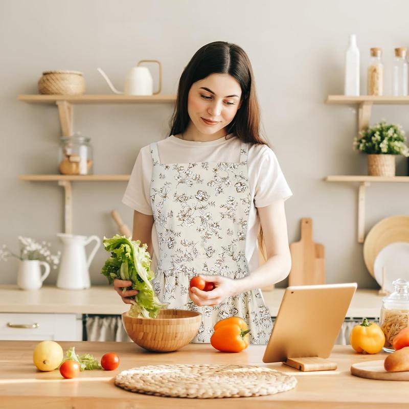 Floral Aprons for Women, Cute Printed Pinafore Apron Dress, Cross Back Apron with Pockets, Aprons Gifts