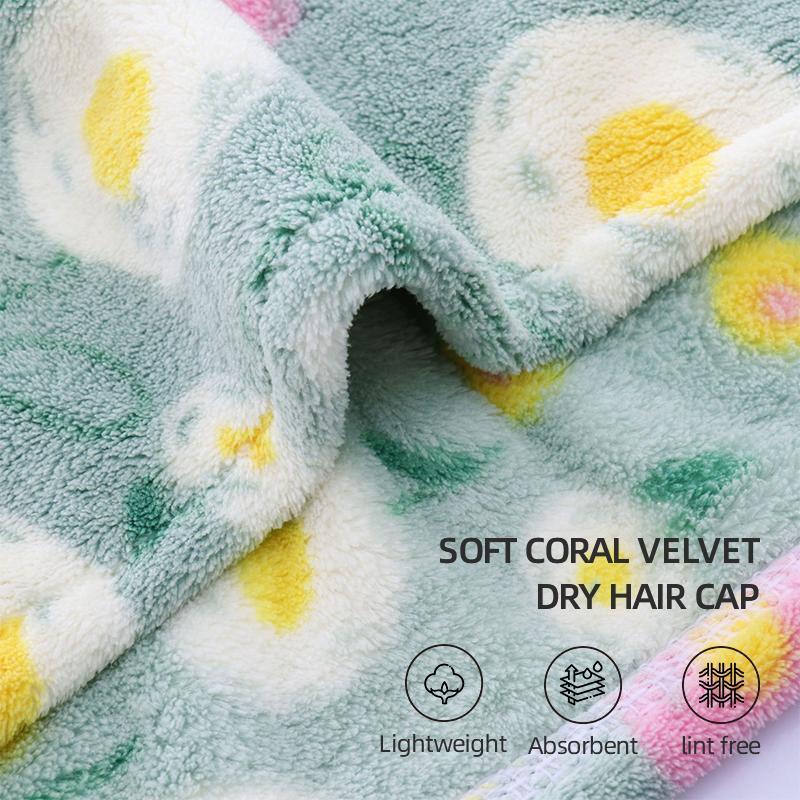 Floral Pattern Hair Drying Towel, 2 Counts set Quick Drying Hair Towel, Super Absorbent Wrap for Women & Girls, Bathroom Accessories