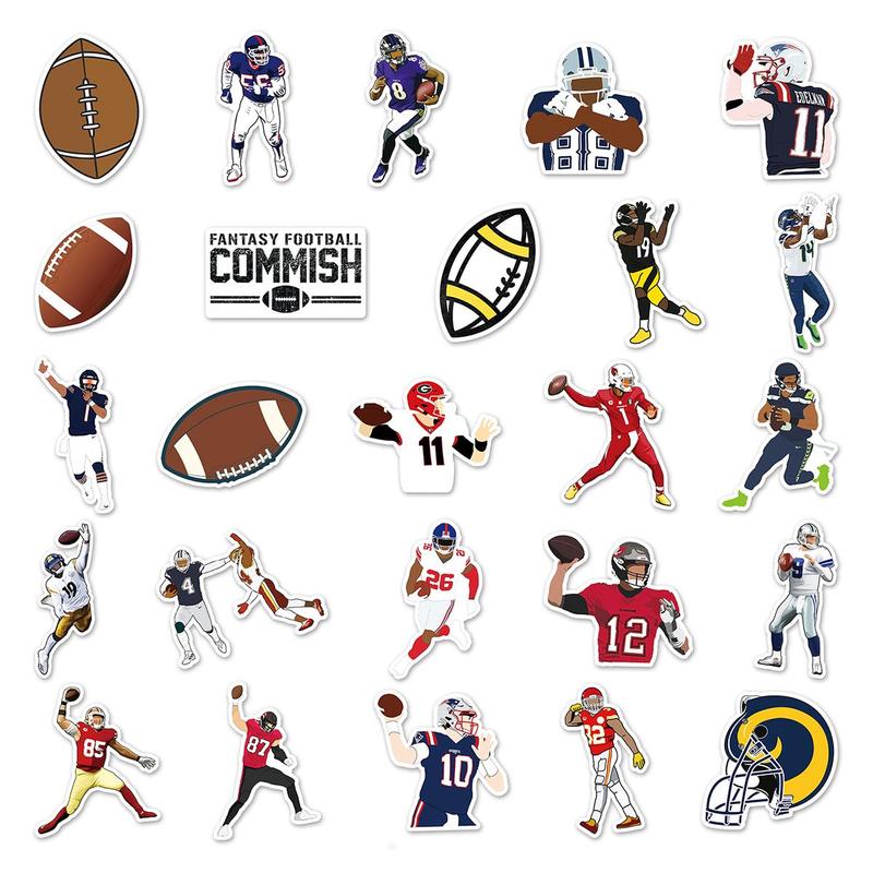 Football Sports Themed Sticker, 50pcs set Waterproof Self Adhesive Decor Paper, Decor Sticker for Gift Greeting Card Water Bottle Laptop Phone