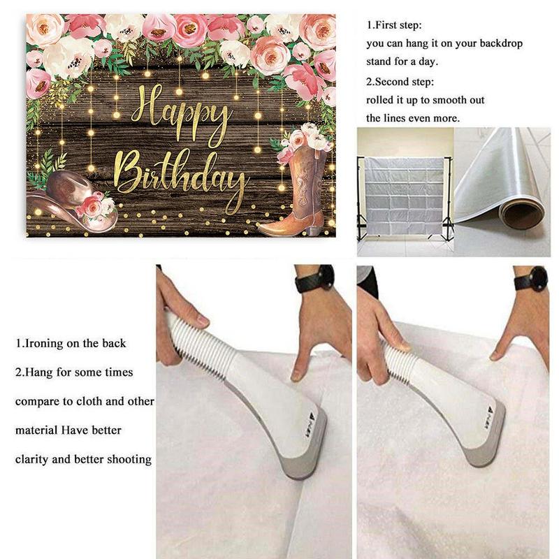 Cowgirl Boots Pattern Happy Birthday Backdrop, Boho Style Wall Hanging Banner, Wall Decor for Home Living Room Bedroom