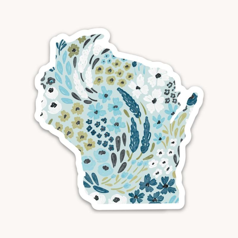 Floral State Waterproof Vinyl Sticker, 3x3 in.